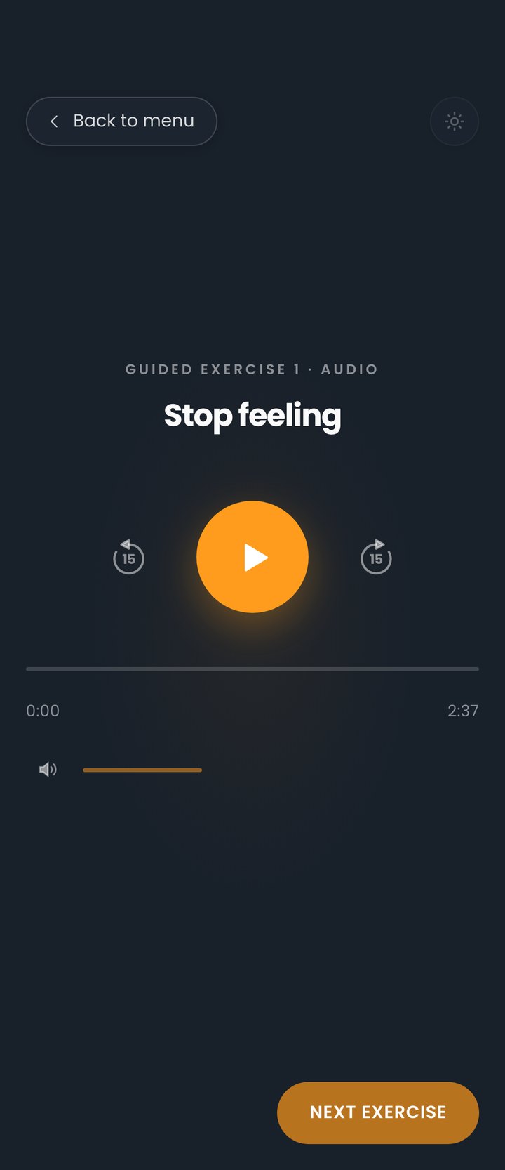 Exercise one, Stop feeling, on a phone